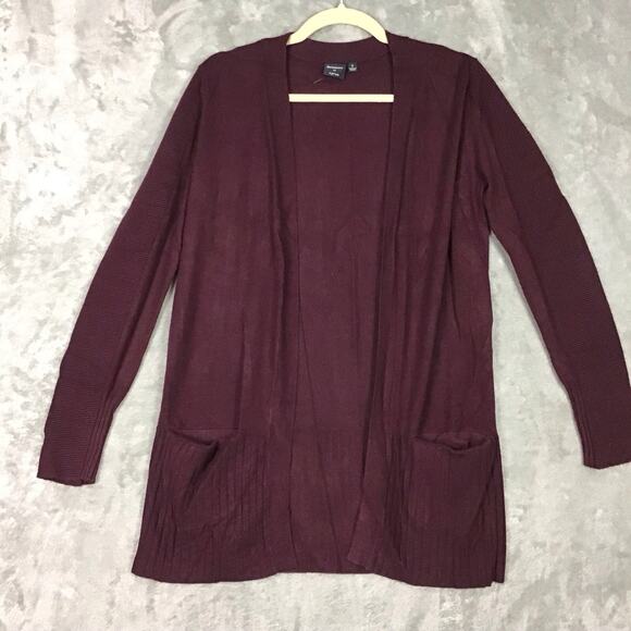 Devotion by Cyrus Womens Small Open Front Cardigan Sweater Burgundy Maroon - Picture 2 of 10